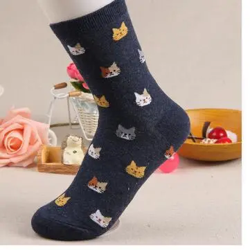 Jeseca 2019 Autumn Women Socks Cartoon Animal Cute Cat Sock For Girls Winter Thick Warm Cotton Sock For Ladies Christmas Gifts 5