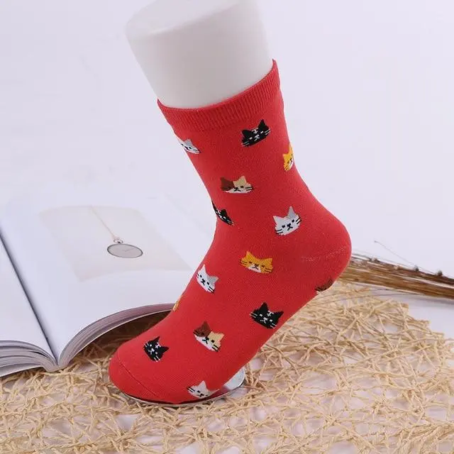 Jeseca 2019 Autumn Women Socks Cartoon Animal Cute Cat Sock For Girls Winter Thick Warm Cotton Sock For Ladies Christmas Gifts 5