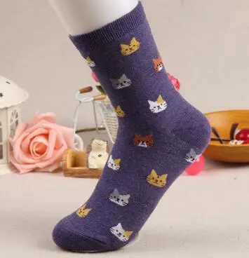 Jeseca 2019 Autumn Women Socks Cartoon Animal Cute Cat Sock For Girls Winter Thick Warm Cotton Sock For Ladies Christmas Gifts 6