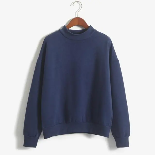 Korean-Inspired Velvet Hoodie for Women – Warm Grey or Black Round-Neck Winter Sweatshirt