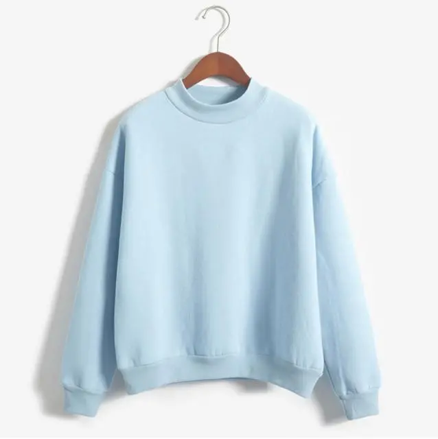 Korean-Inspired Velvet Hoodie for Women – Warm Grey or Black Round-Neck Winter Sweatshirt