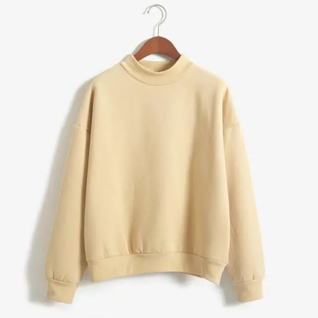 Korean-Inspired Velvet Hoodie for Women – Warm Grey or Black Round-Neck Winter Sweatshirt