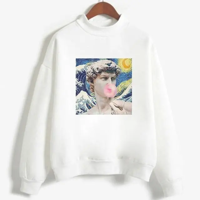 Kpop Fashion Hoodies Van Gogh Art Oil Paint Harajuku Michelangelo Ulzzang Vintage Long Sleeve Hoody Ladies Oversized Sweatshirt 21