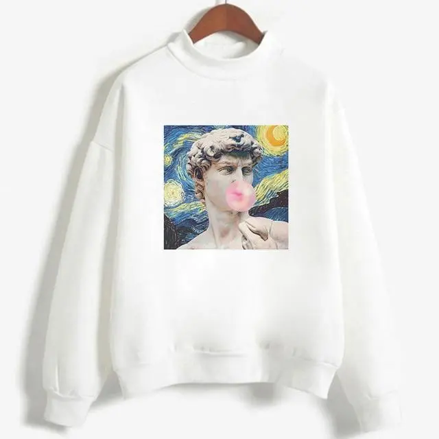 Kpop Fashion Hoodies Van Gogh Art Oil Paint Harajuku Michelangelo Ulzzang Vintage Long Sleeve Hoody Ladies Oversized Sweatshirt 22