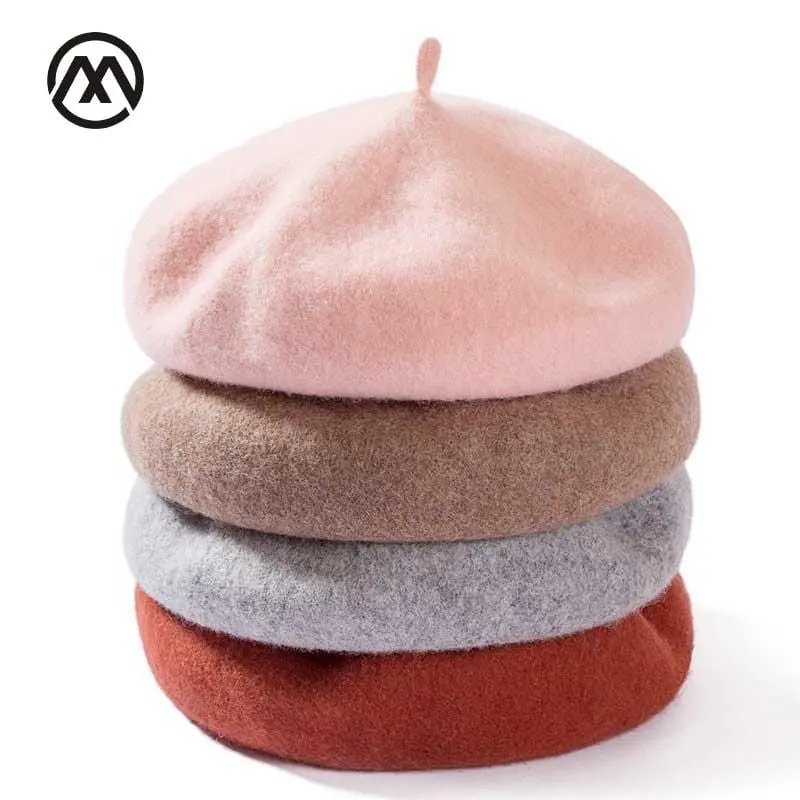 Lady Spring Winter Berets Hat Painter Style Hat Women Wool Vintage Berets Solid Color Caps Female Bonnet Warm Walking Cap 1