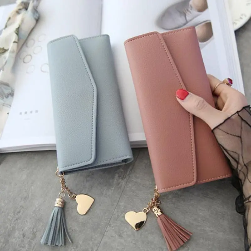 Long Women's Wallet Female Purses Tassel Coin Purse Card Holder Wallets Female Pu Leather Clutch Money Bag Pu Leather Wallet 1