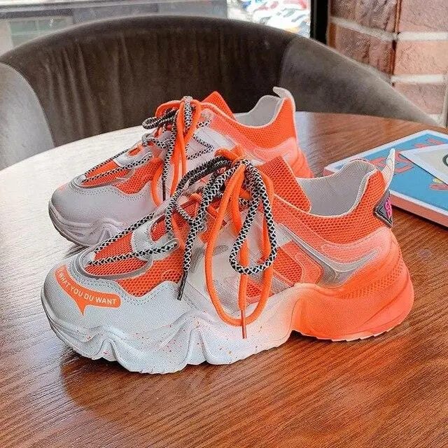 Luxury Dad Sneakers for Women – Chunky Platform Casual Shoes, Designer-Inspired Vulcanized Fashion Footwear