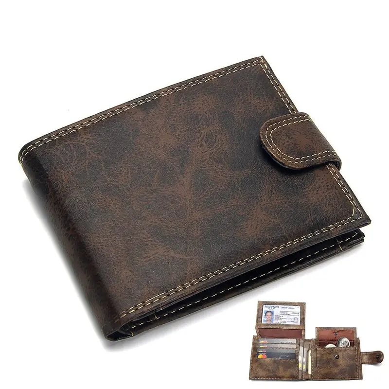 Luxury Designer Mens Wallet Leather Pu Bifold Short Wallets Men Hasp Vintage Male Purse Coin Pouch Multi-Functional Cards Wallet 1