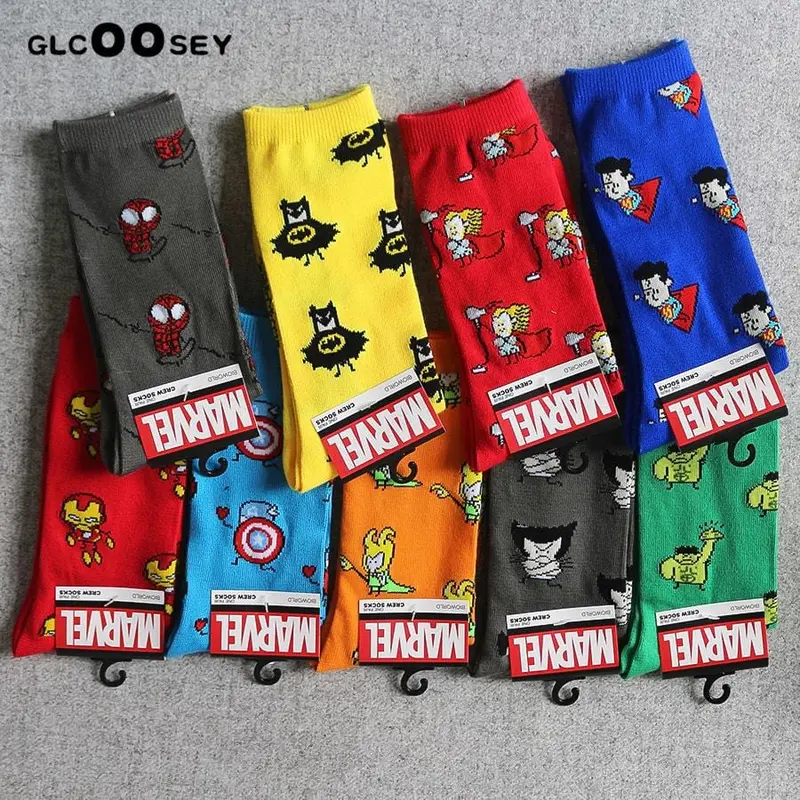 Marvel Comics Hero General Socks Cartoon Iron Man Captain America Knee-High Warm Stitching Pattern Antiskid Casual Sock 1