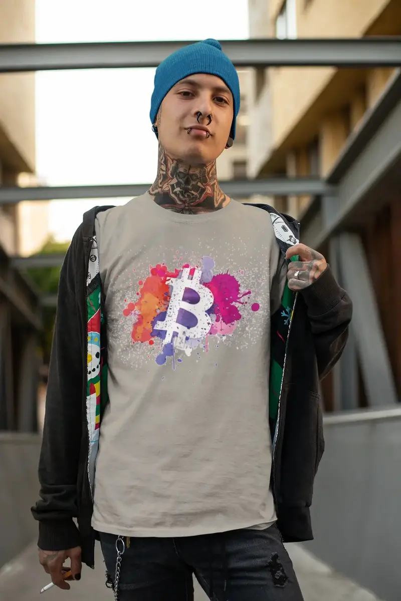 Men’S Graphic T-Shirt Bitcoin Art Btc Hodl Crypto Traders Aqua Gift Idea 1