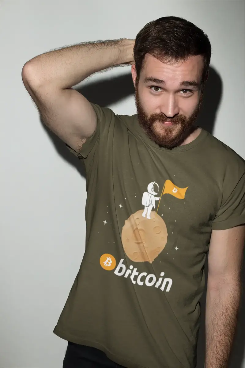 Men’S Graphic T-Shirt Bitcoin Astronaut Hodl Btc Military Green Gift Idea 1