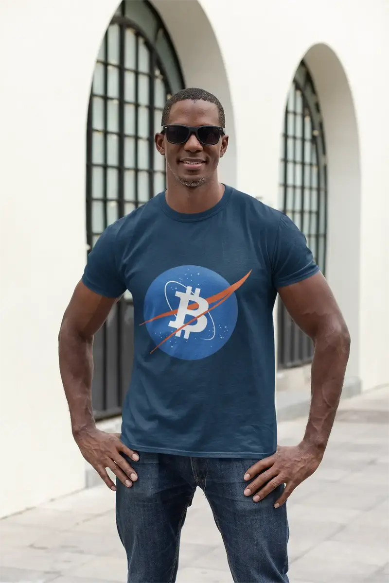 Men’S Graphic T-Shirt Bitcoin Btc Nasa Style Vintage White Gift Idea 1