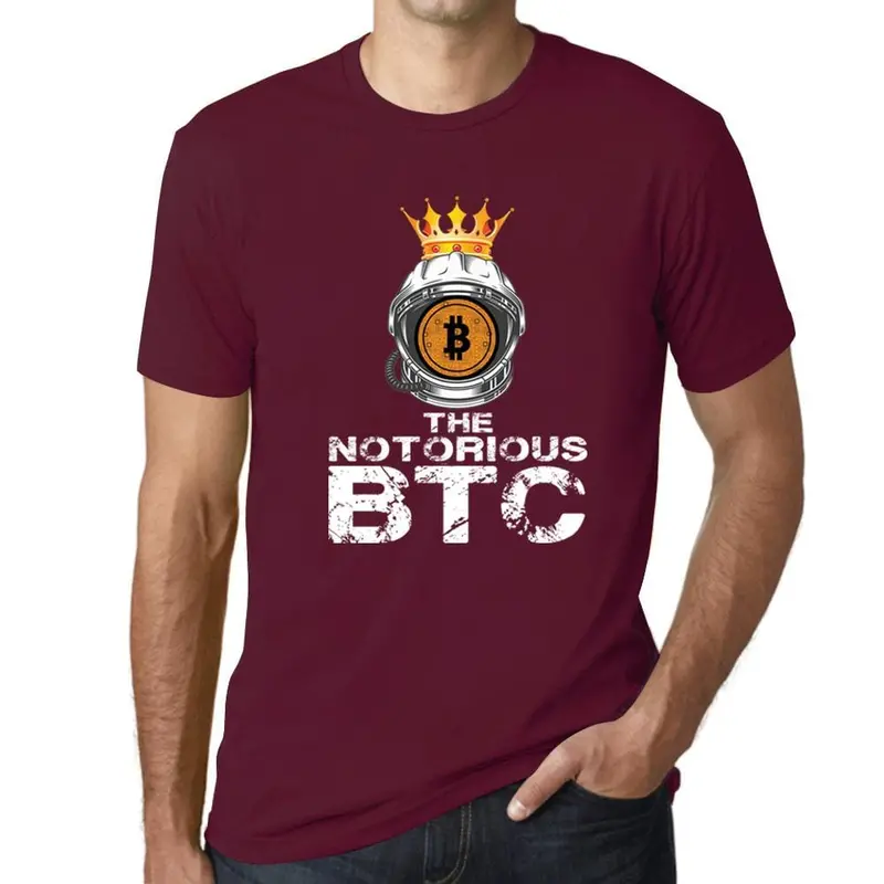 Men’S Graphic T-Shirt Bitcoin Notorious Btc Crown T-Shir Hodl Crypto Tee Traders Gift Idea Burgundy Gift Idea 1
