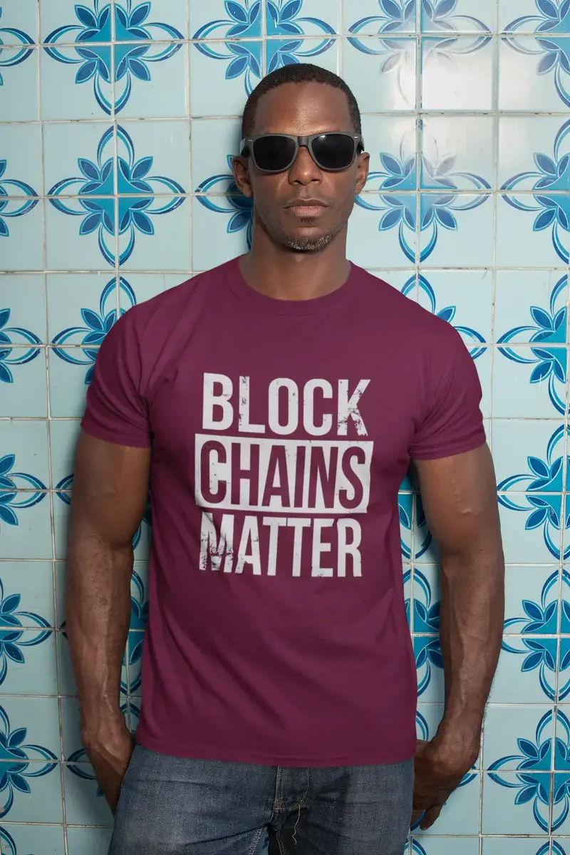Men’S Graphic T-Shirt Blockchains Matter Cryptocurrency Aqua Gift Idea 1
