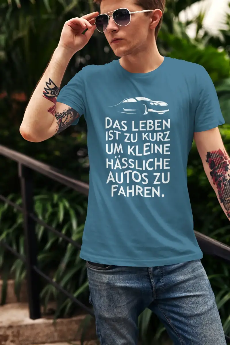 Men’S Graphic T-Shirt Das Leben Ist Zu Kurz Um Kleine Hässliche Autos Zu Fahren Military Green Gift Idea 1