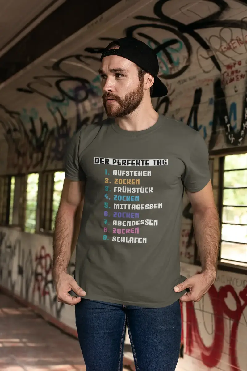 Men’S Graphic T-Shirt Der Perfekte Tag Lustige Zocker Gamer Gaming Military Green Gift Idea 10