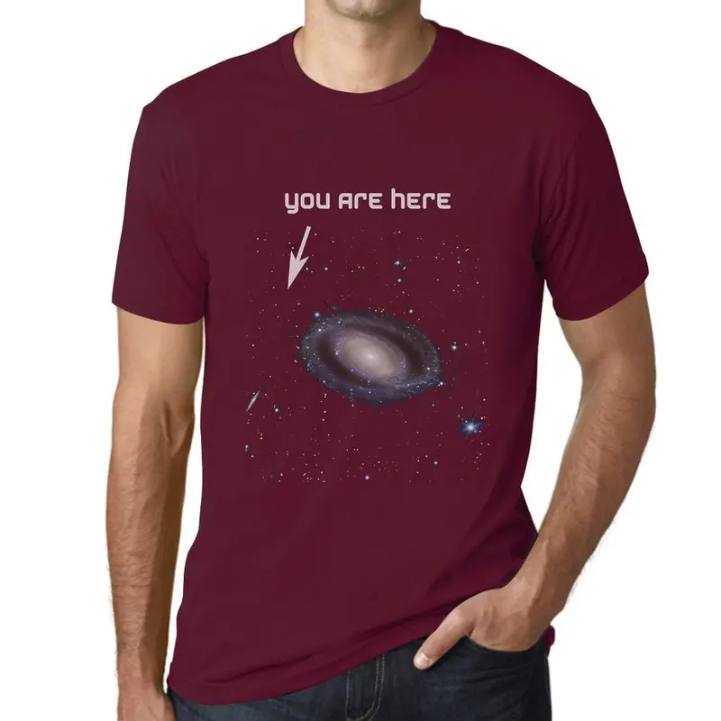 Men’S Graphic T-Shirt Galaxy Shirt You Are Here Universe Astronomy Burgundy Gift Idea 1