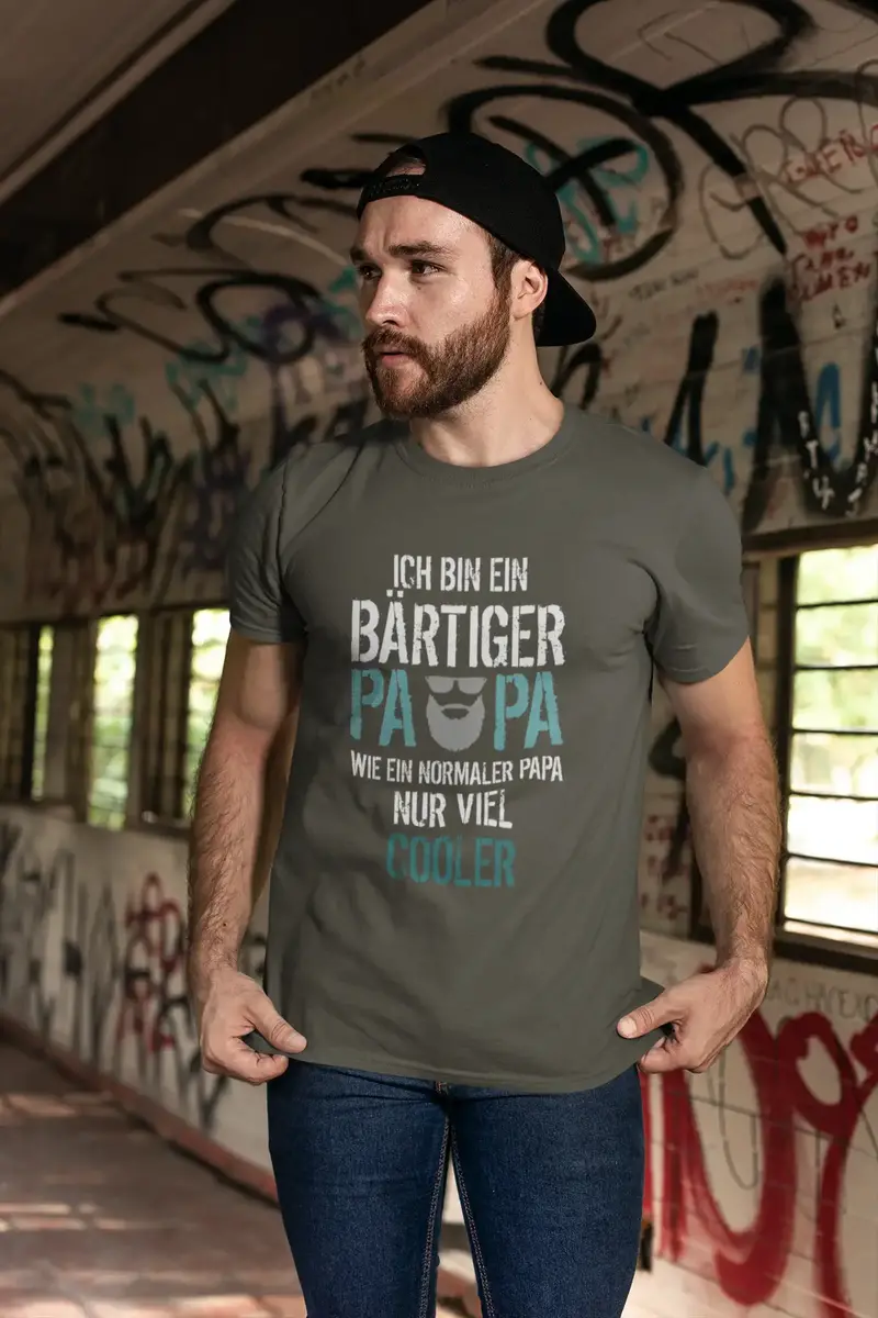 Men’S Graphic T-Shirt Ich Bin Ein Bärtiger Papa - Nur Cooler Military Green Gift Idea 1