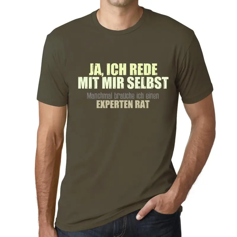 Men’S Graphic T-Shirt Ja Ich Rede Mit Mir Selbst Military Green Gift Idea 1