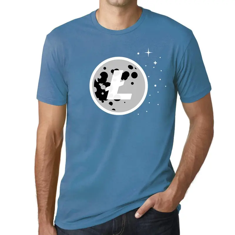 Men’S Graphic T-Shirt Litecoin Moon Logo Cryptocurrency Aqua Gift Idea 1
