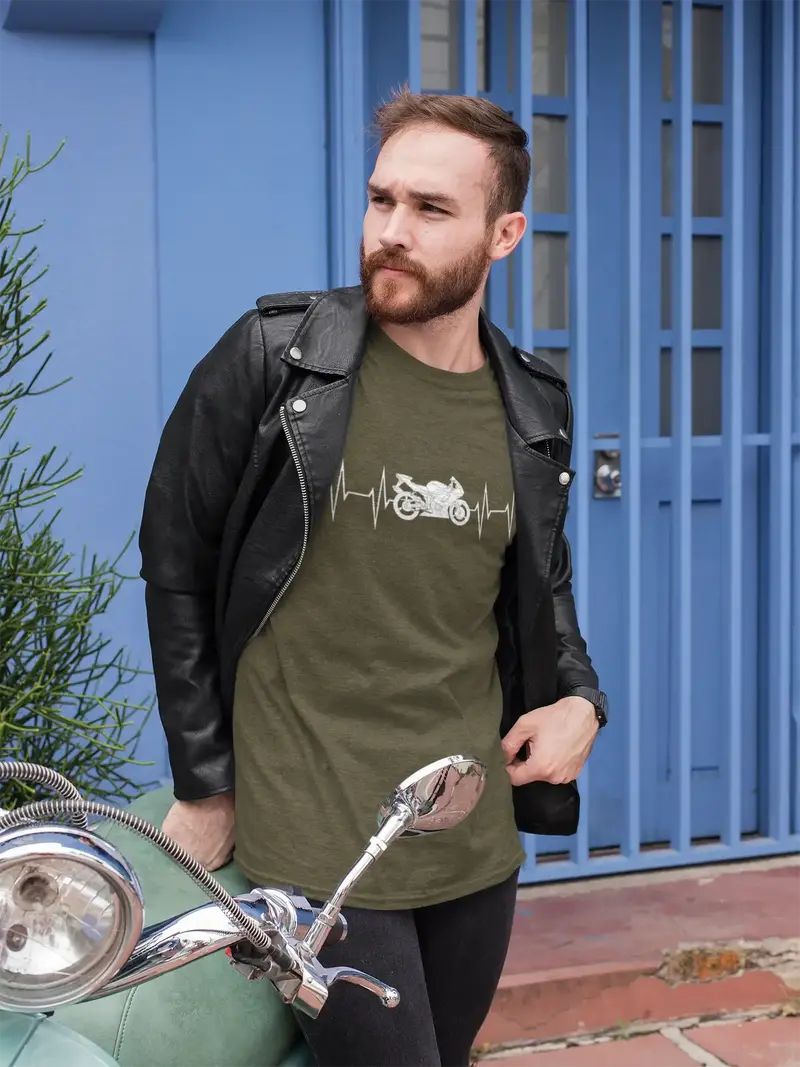 Men's Graphic T-Shirt Motorcycle Heartbeat Gift Idea 1