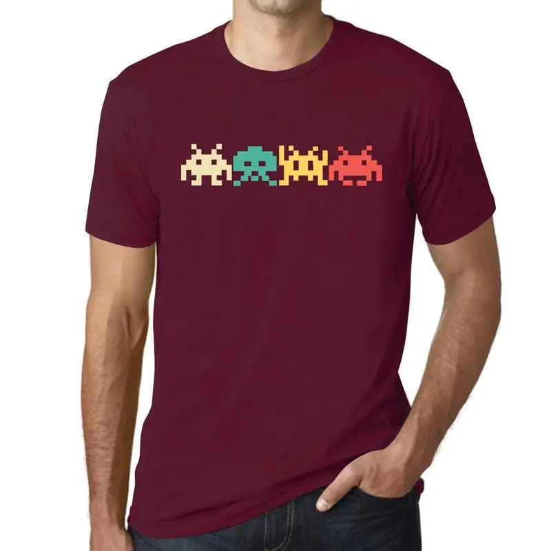 Men’S Graphic T-Shirt Retro Video Games Classic Arcade Burgundy Gift Idea 1
