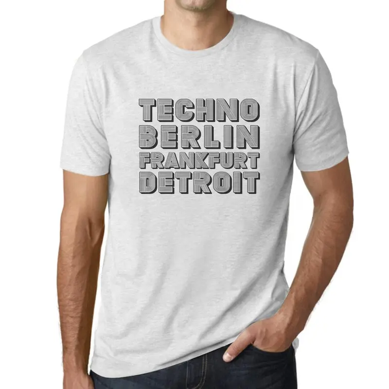 Men’S Graphic T-Shirt Techno Berlin, Frankfurt, Detroit Vintage White Gift Idea 1