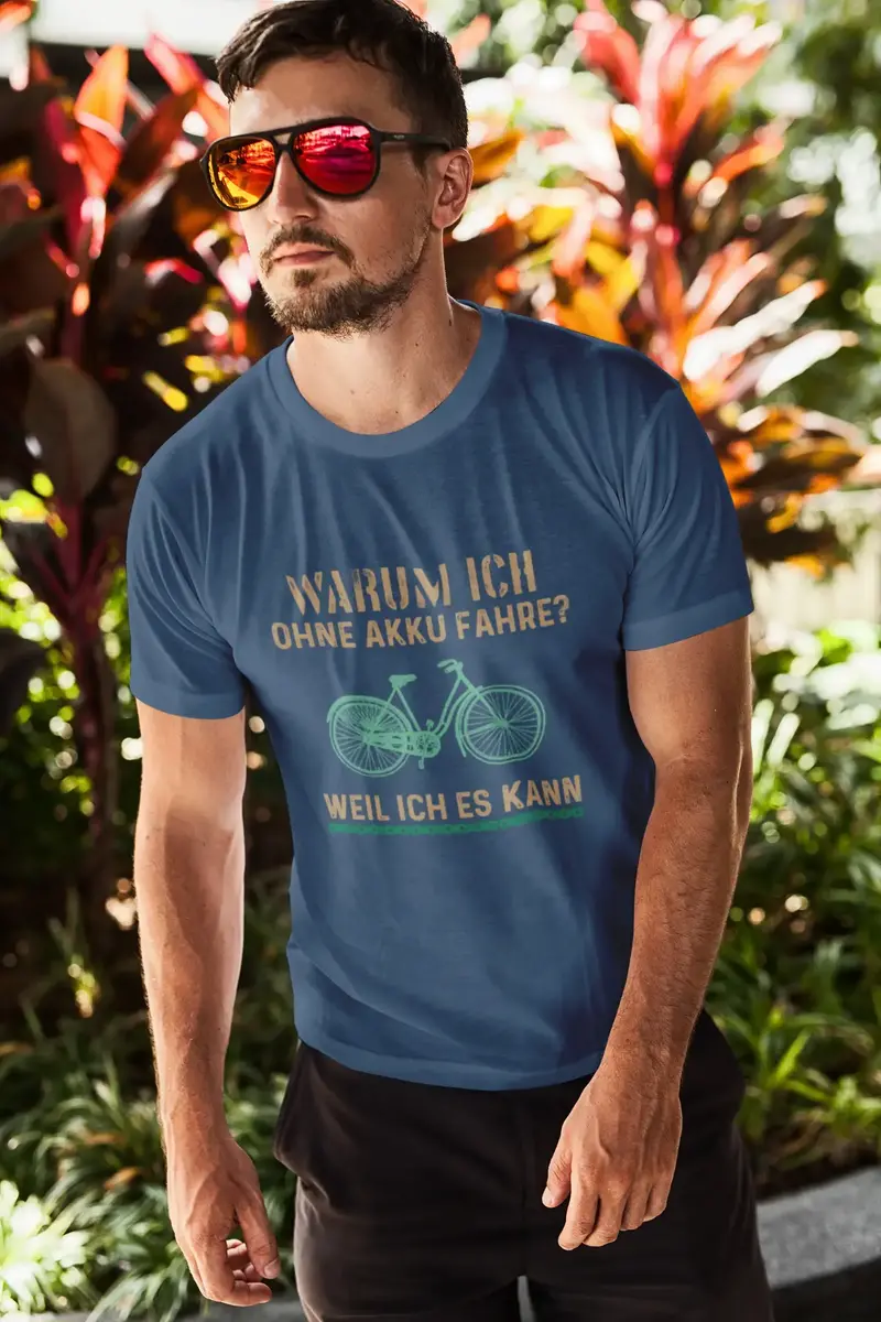 Men’S Graphic T-Shirt Warum Ich Ohne Akku Fahre Military Green Gift Idea 1