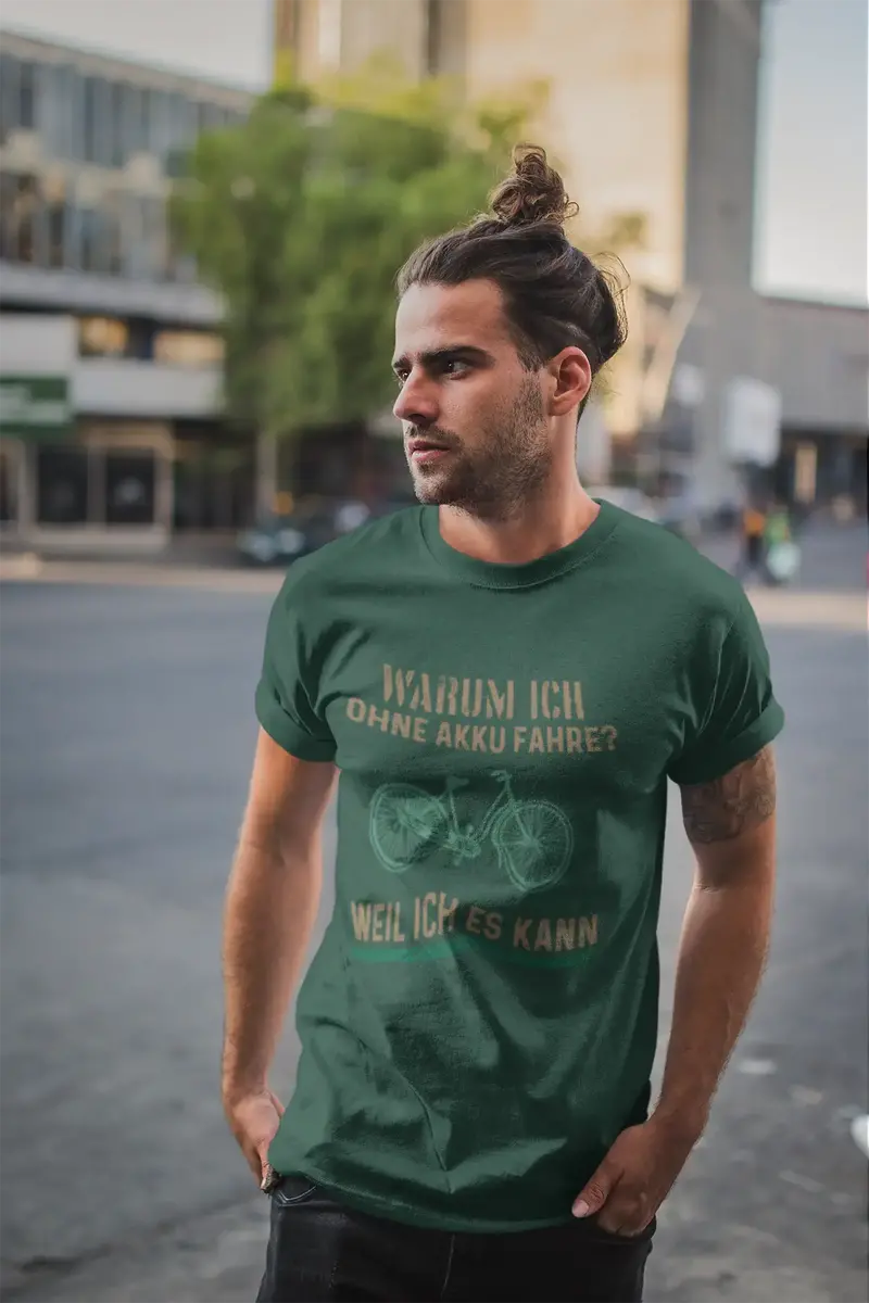 Men’S Graphic T-Shirt Warum Ich Ohne Akku Fahre Military Green Gift Idea 4