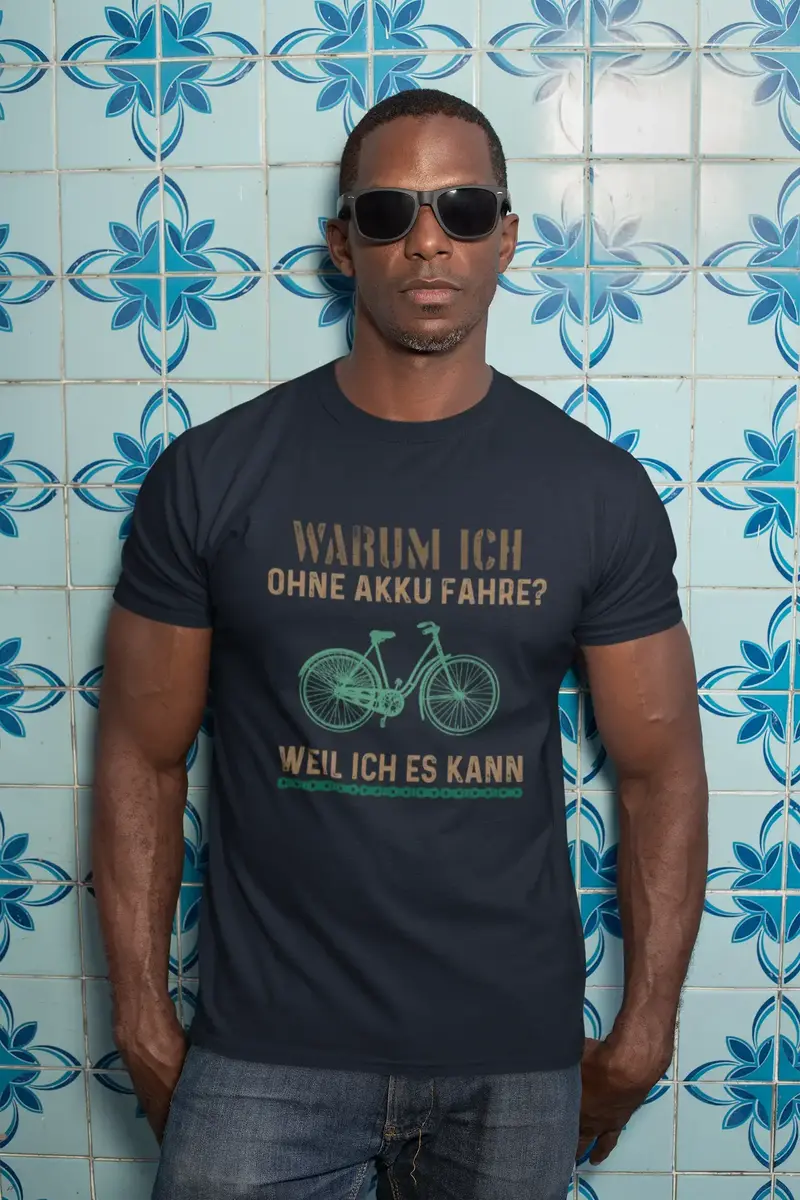 Men’S Graphic T-Shirt Warum Ich Ohne Akku Fahre Military Green Gift Idea 6