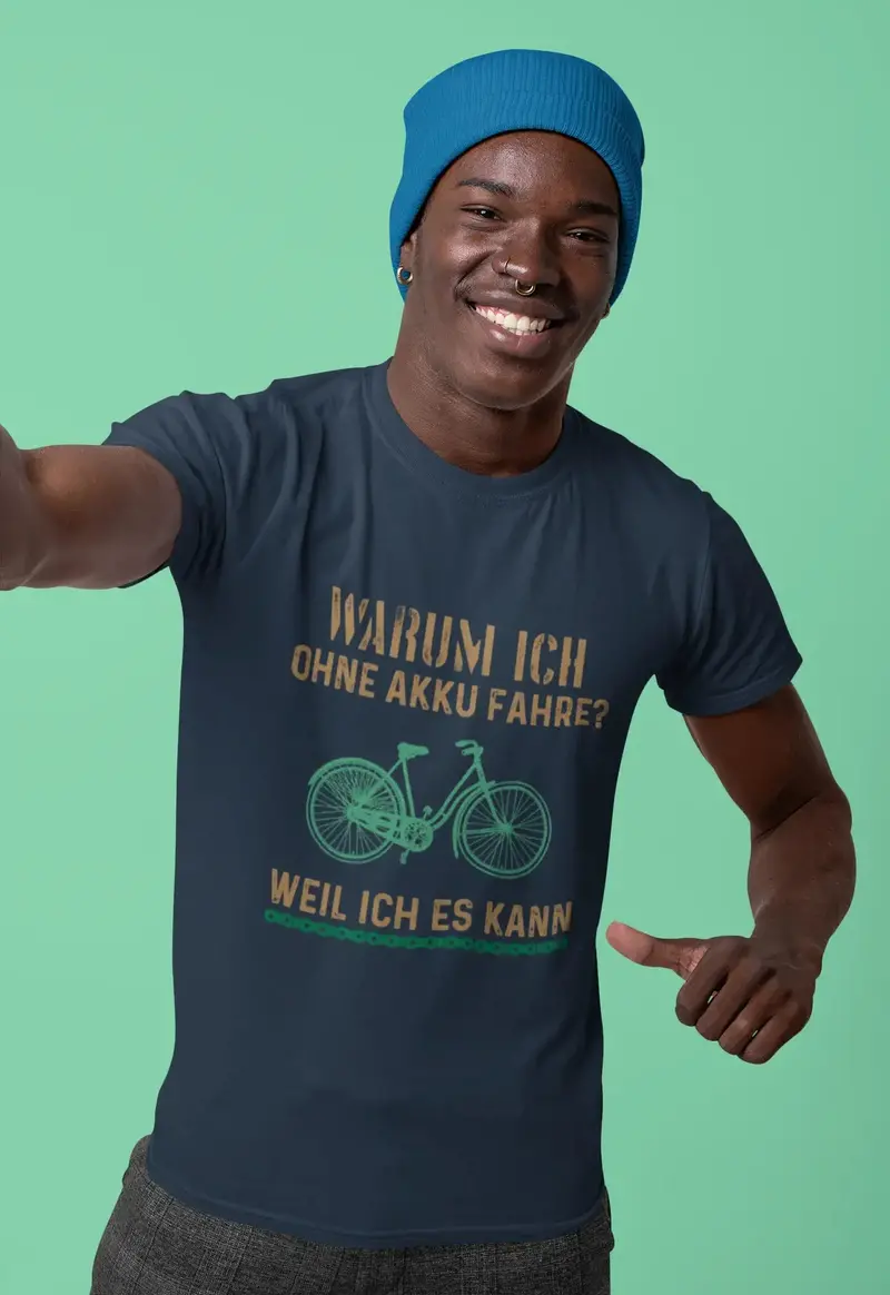 Men’S Graphic T-Shirt Warum Ich Ohne Akku Fahre Military Green Gift Idea 7