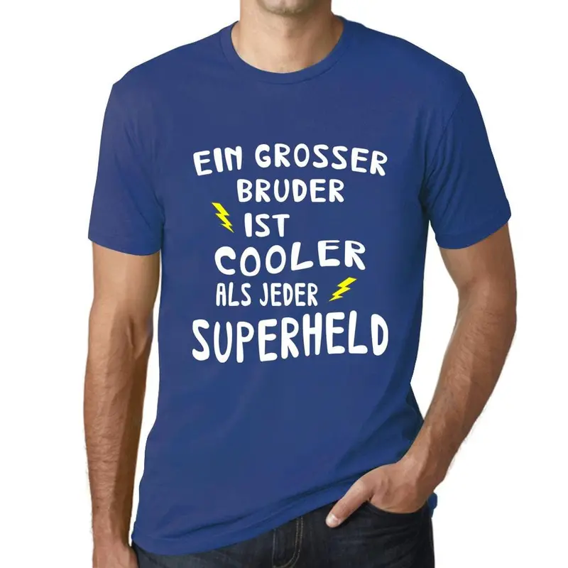 Men’s ‘Grosser Bruder Cooler Superheld’ Graphic Tee – German-Language Heroic Humor