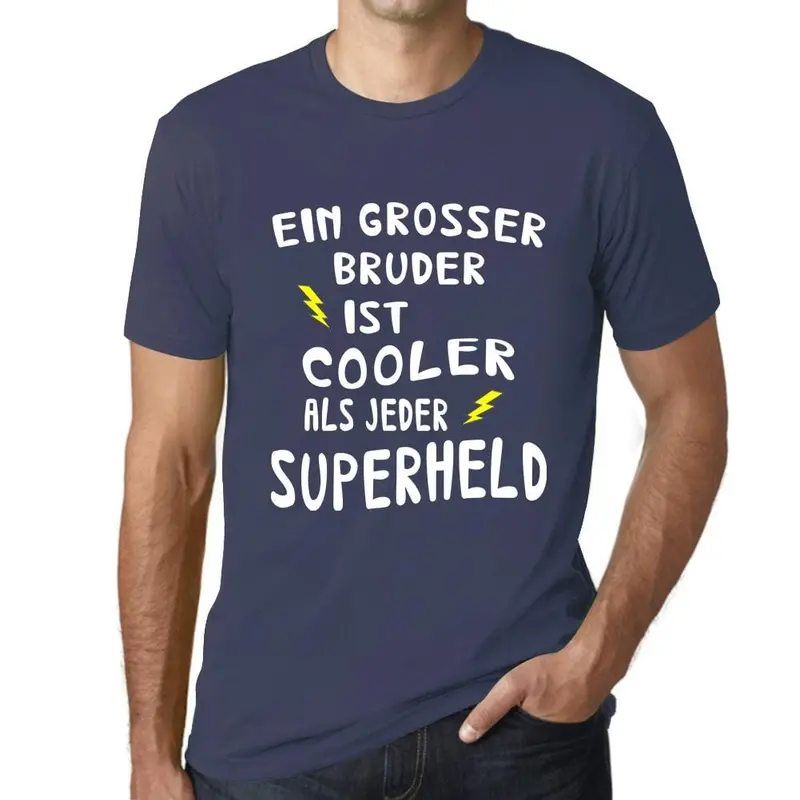 Men’s ‘Grosser Bruder Cooler Superheld’ Graphic Tee – German-Language Heroic Humor