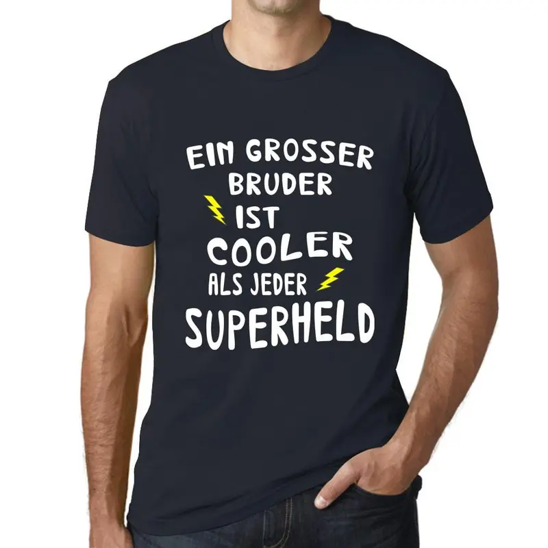 Men’s ‘Grosser Bruder Cooler Superheld’ Graphic Tee – German-Language Heroic Humor