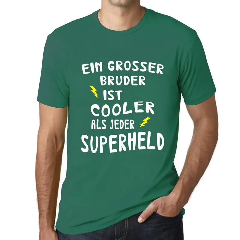 Men’s ‘Grosser Bruder Cooler Superheld’ Graphic Tee – German-Language Heroic Humor