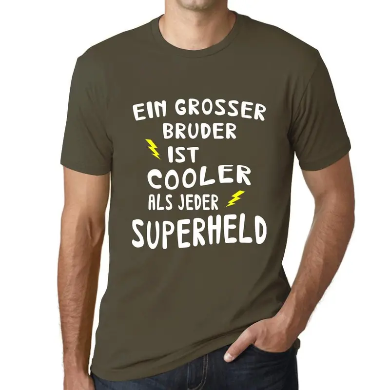 Men’s ‘Grosser Bruder Cooler Superheld’ Graphic Tee – German-Language Heroic Humor