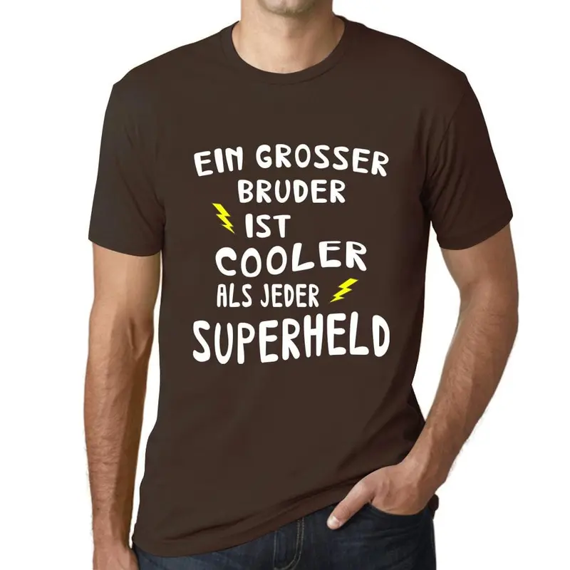 Men’s ‘Grosser Bruder Cooler Superheld’ Graphic Tee – German-Language Heroic Humor