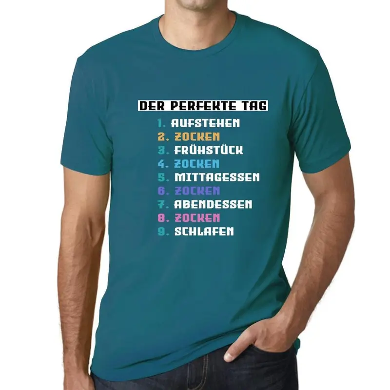 Men’s Military Green Gamer T-Shirt: ‘The Perfect Day’ — Funny Gaming Design