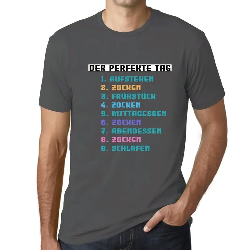 Men’s Military Green Gamer T-Shirt: ‘The Perfect Day’ — Funny Gaming Design