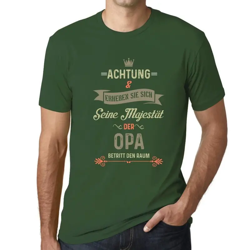 Men’s Military Green Grandfather Tribute Shirt: ‘His Majesty, Grandpa’ — Whimsical Royalty Theme