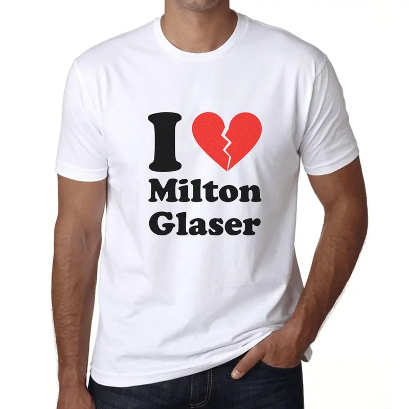 Men’s Milton Glaser Fan T-Shirt Featuring Broken Heart Design – Deep Black