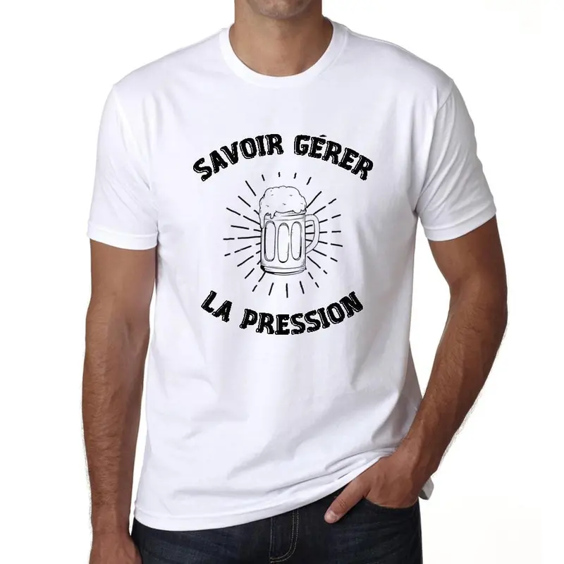 Men’s ‘Savoir Gérer La Pression’ Stress-Management T-Shirt – Calm & Confident Design