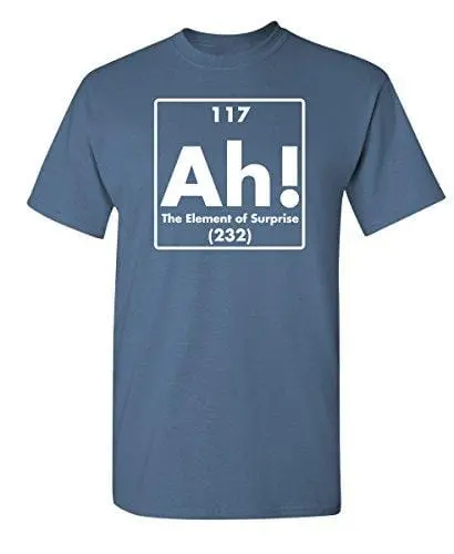 Men's T-Shirt Ah! The Element Of Surprise Graphic Sarcastic Funny Tshirt Dusk 1