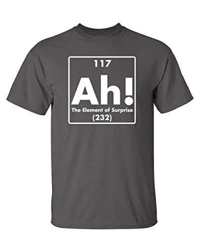 Men's T-Shirt Ah! The Element Of Surprise Graphic Sarcastic Funny Tshirt Mouse Gray 1