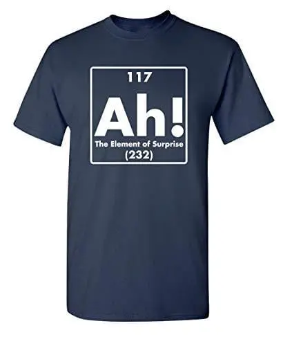 Men's T-Shirt Ah! The Element Of Surprise Graphic Sarcastic Funny Tshirt Navy 1