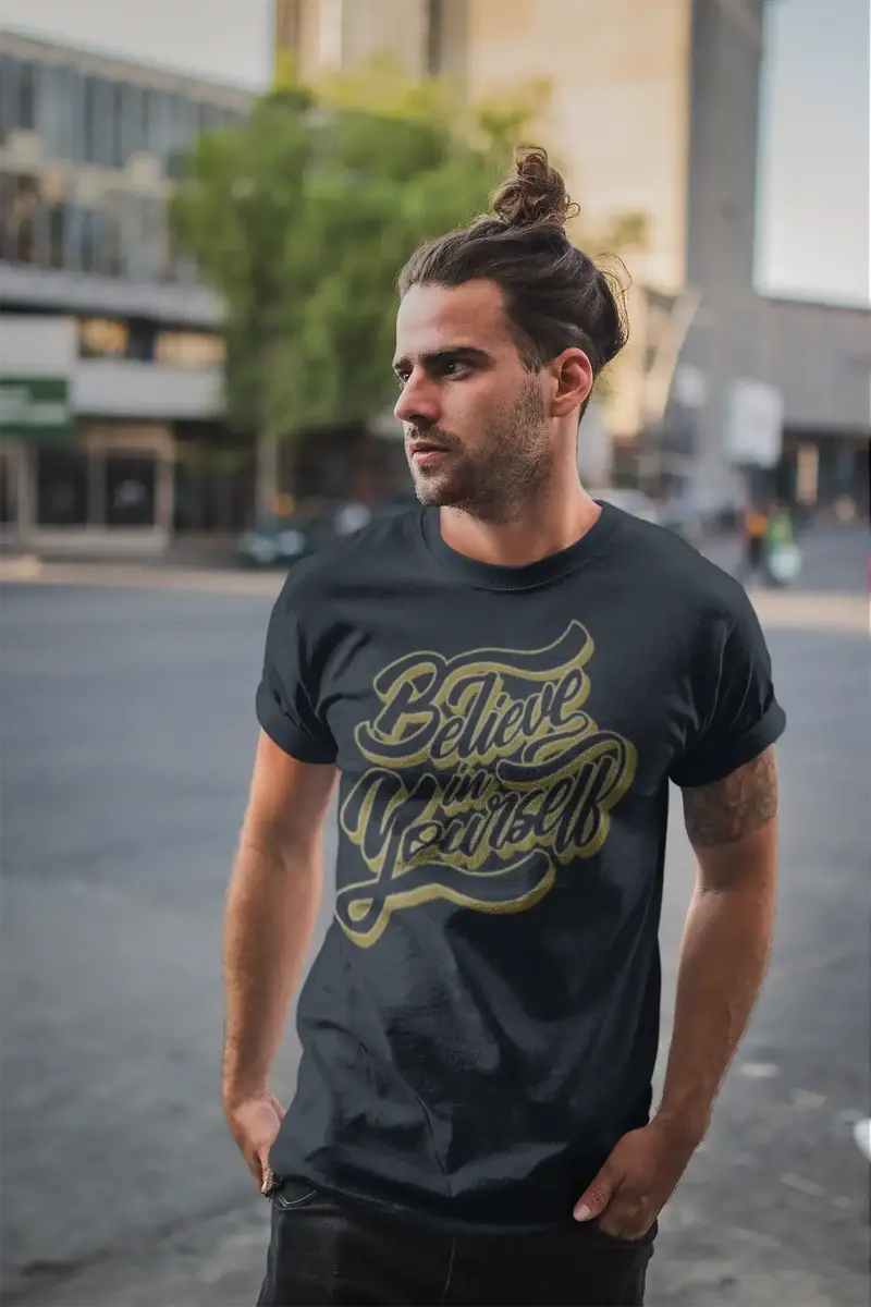 Men's T-Shirt Believe In Yourself Motivational Graphic Casual Vintage Gift 1
