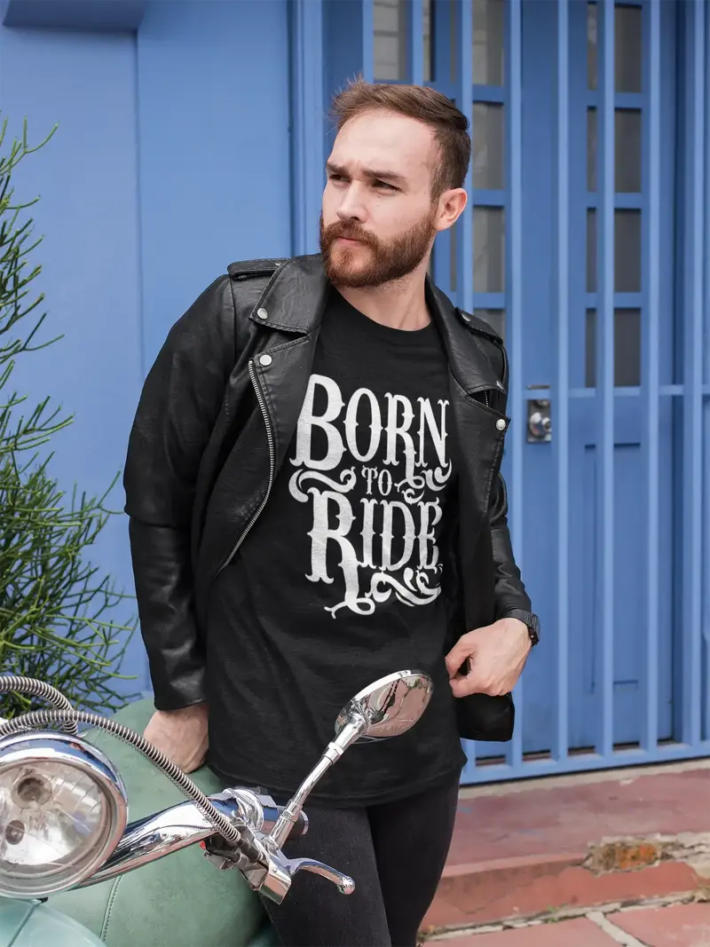 Men's T-Shirt Born To Ride Vintage Tee Comfortable Clothing For Ride Lovers 1