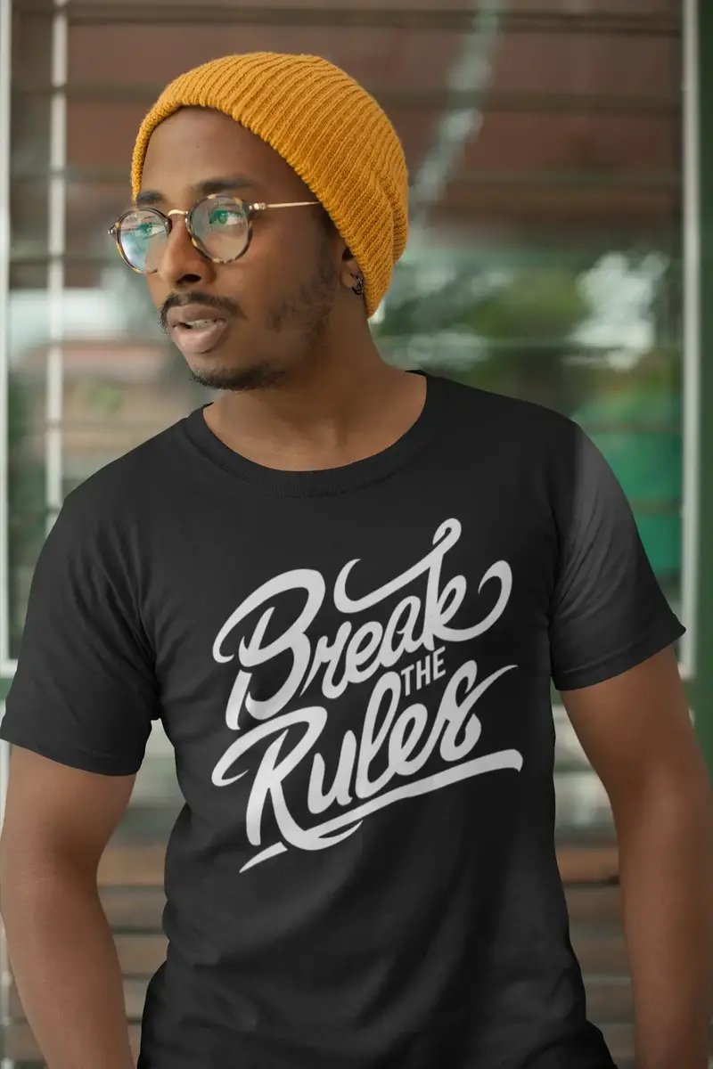 Men's T-Shirt Break Rules Comfortable Casual Vintage Graphic Birthday Gift 1