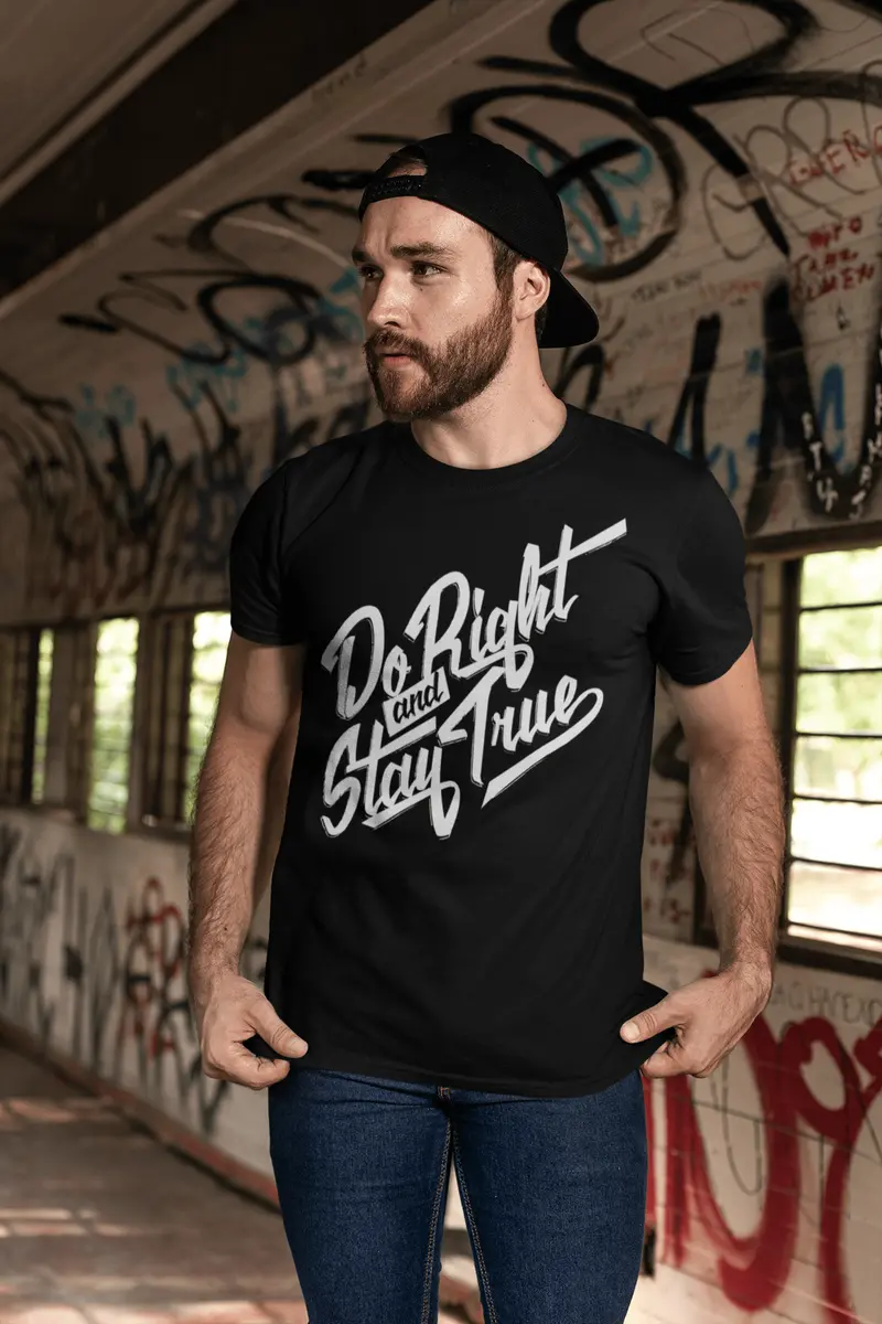 Men's T-Shirt Do Right Stay True Vintage Cotton Motivational Birthday Gift 2
