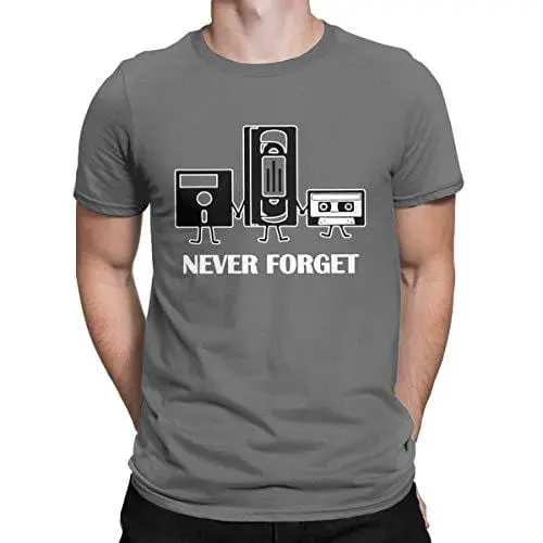 Men's T-Shirt Funny Nerd Nostalgia Old Music Sarcastic T-Shirt Never Forget Mouse Grey 1